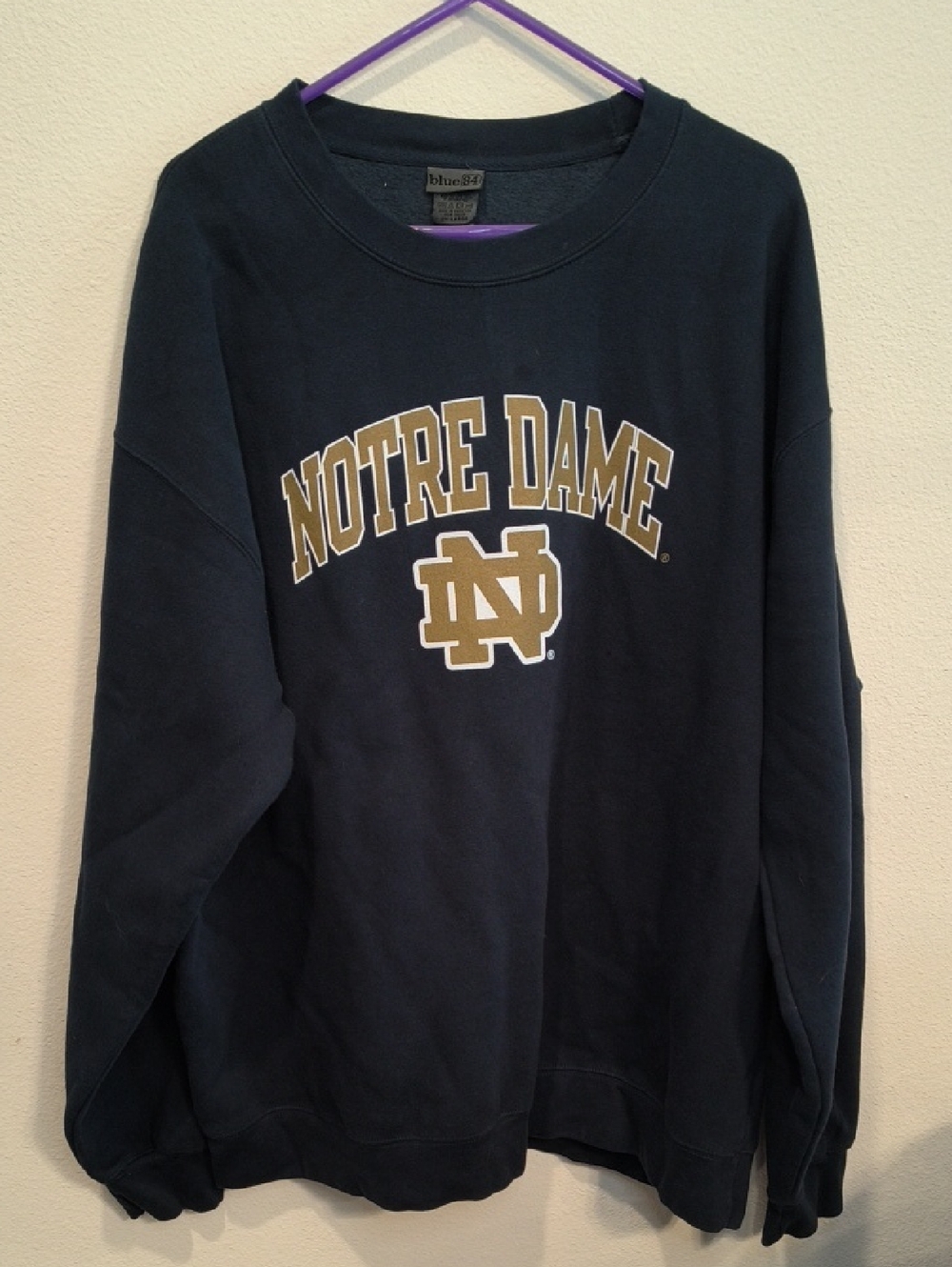 Blue 84 Notre Dame Navy Crewneck with Gold Logo XXL